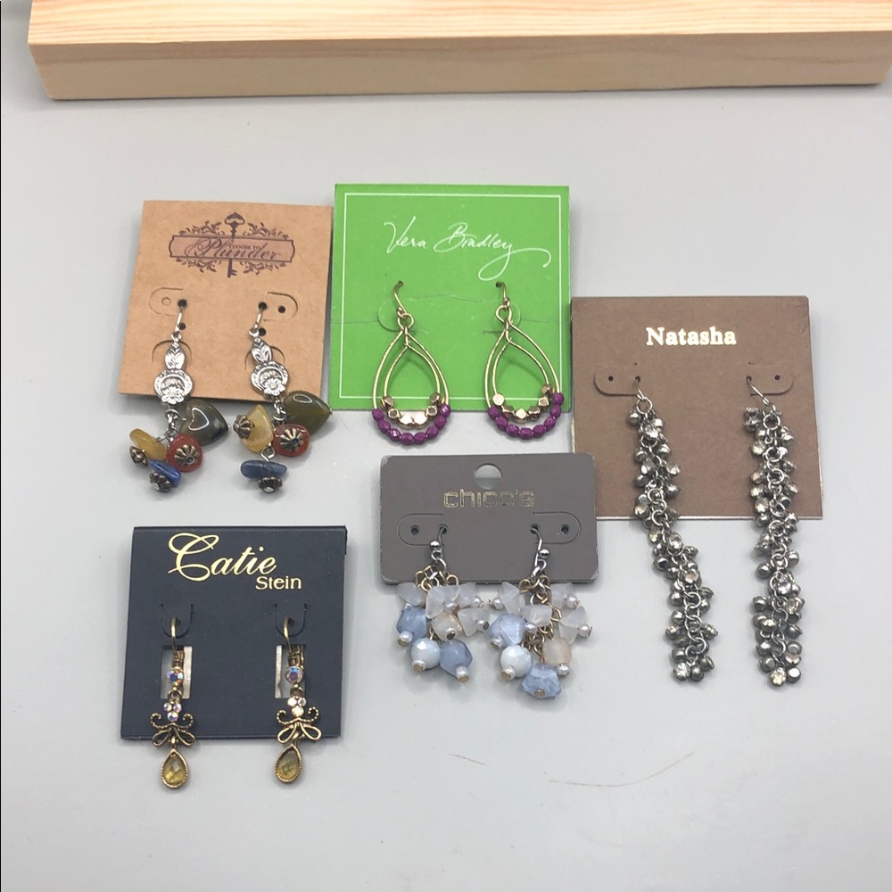 Bundle 5 boho style earrings Plunder Chico's Natasha Catie Stein Vera Bradley.